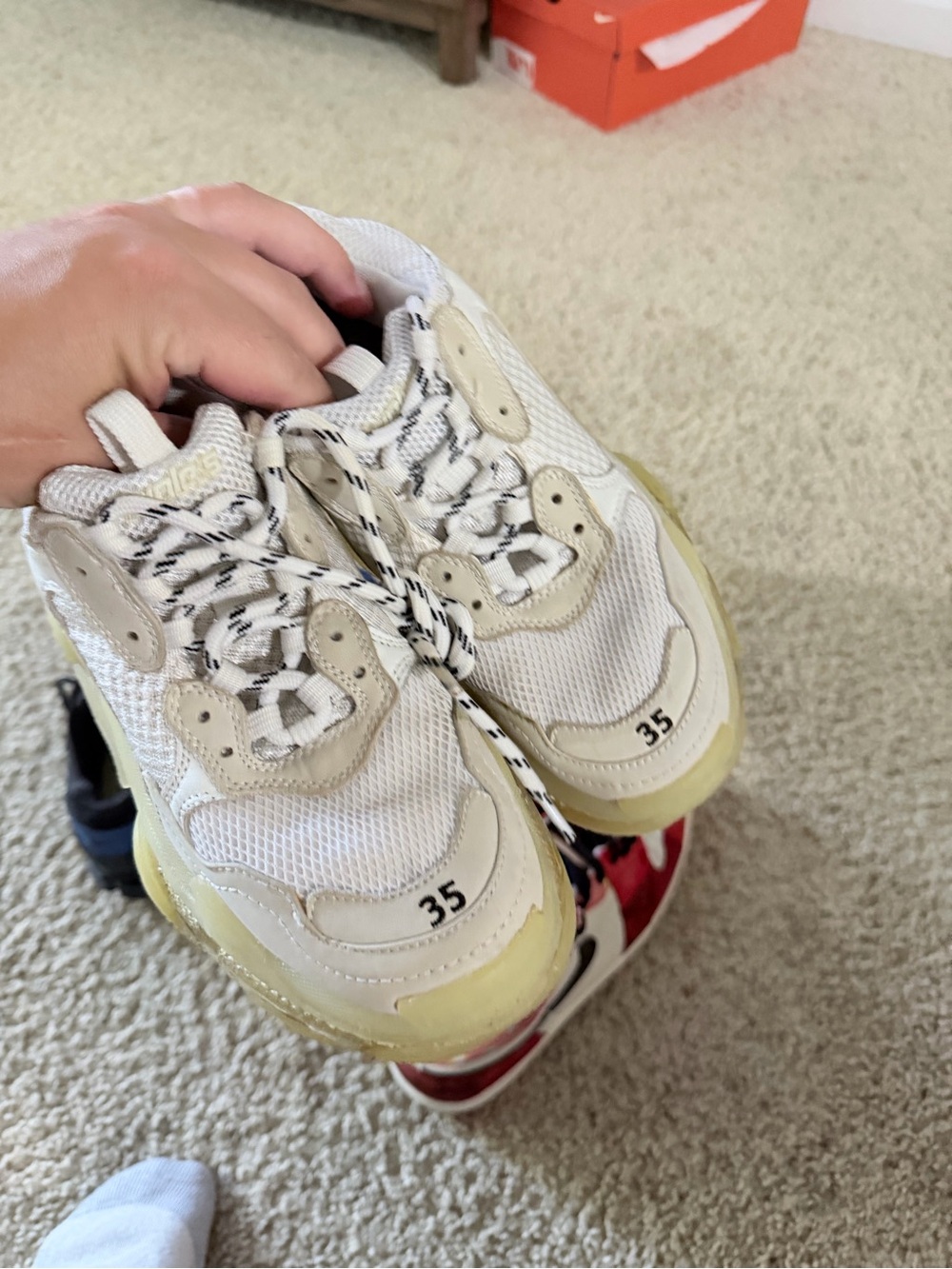 Balenciaga Triple S Trainer in Off-White with Yellow Sole - Picture 7 of 9